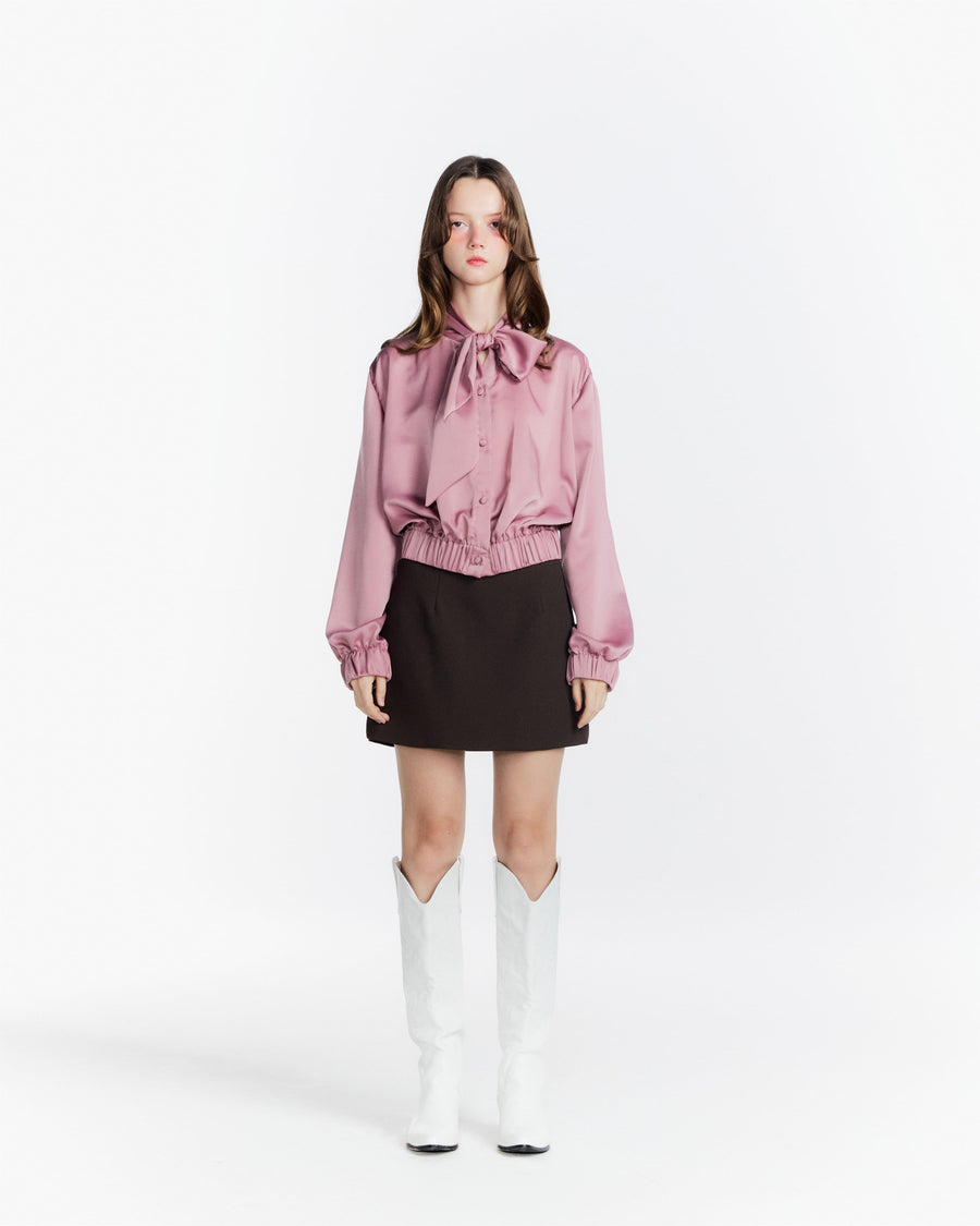 Old Rose shirt / Choco Mini Skirt