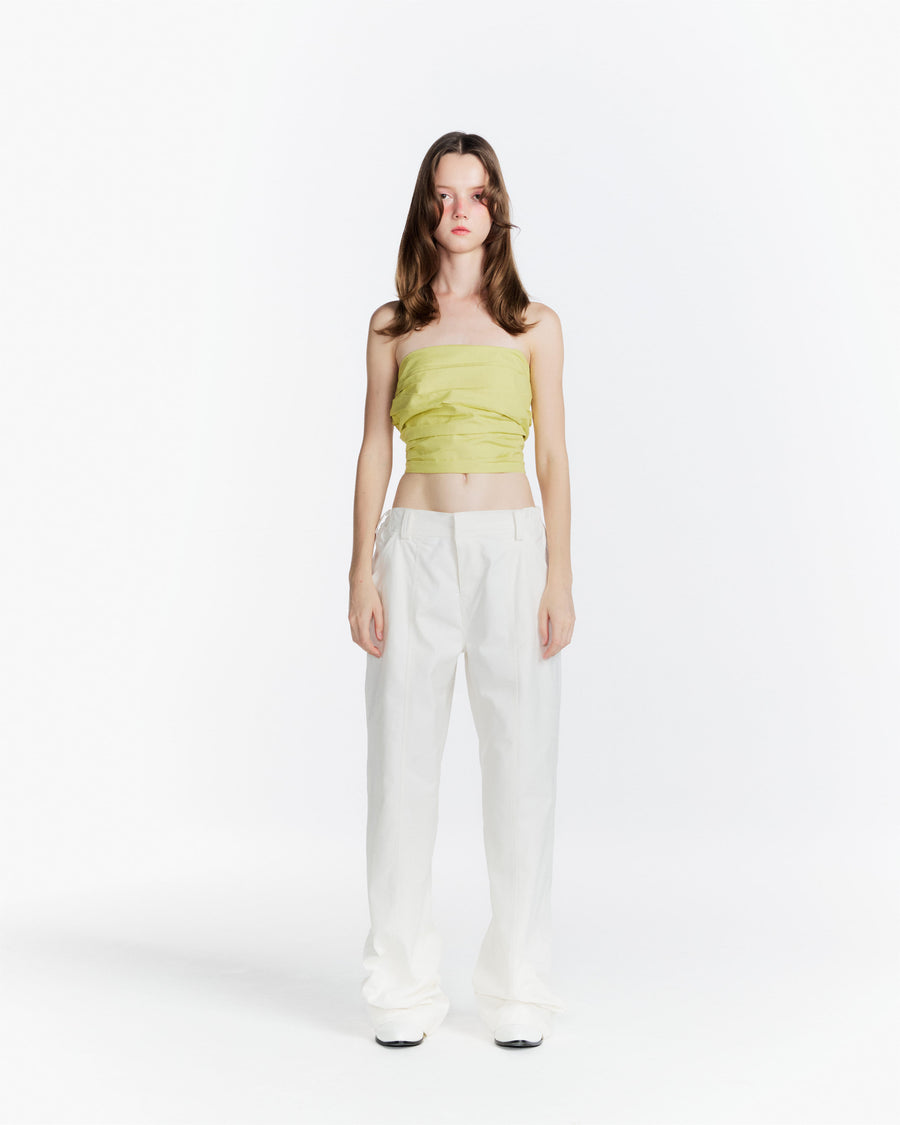 Lime Top / White Denim Pants